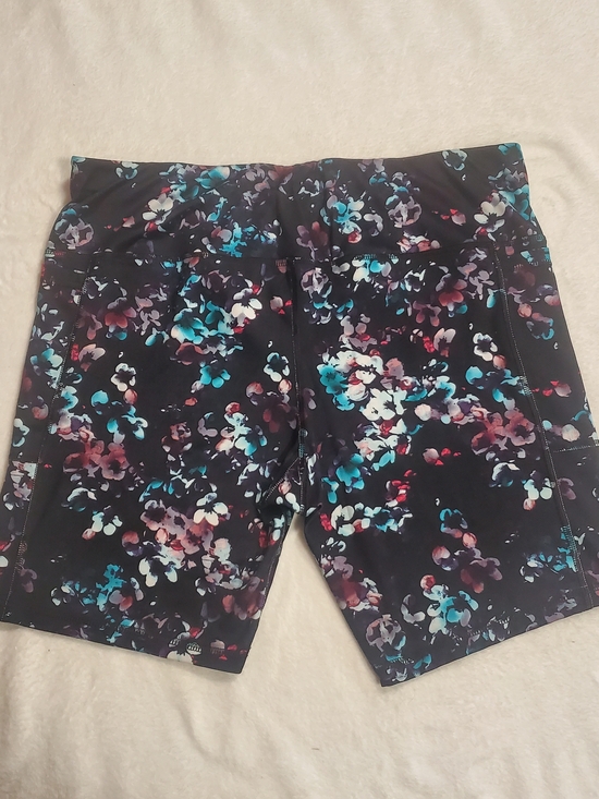 Athletic Works Pants - Athletic Works Black Floral Performance Shorts with Teal & Pink Accents